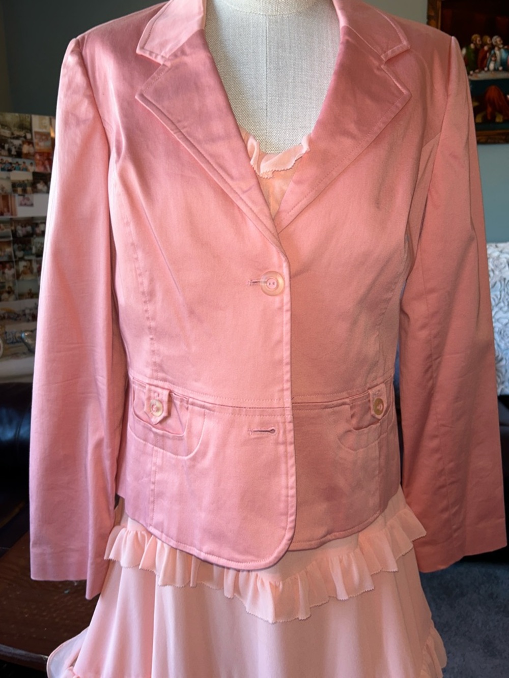 Vintage Axcess Women’s Stretch Liz Claiborne (Peach) Women's Blazer Jacket S-14